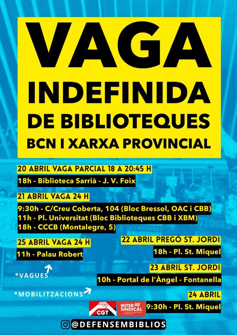 Vaga indefinida de biblioteques per Sant Jordi